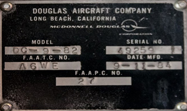 Aircraft Data Plates